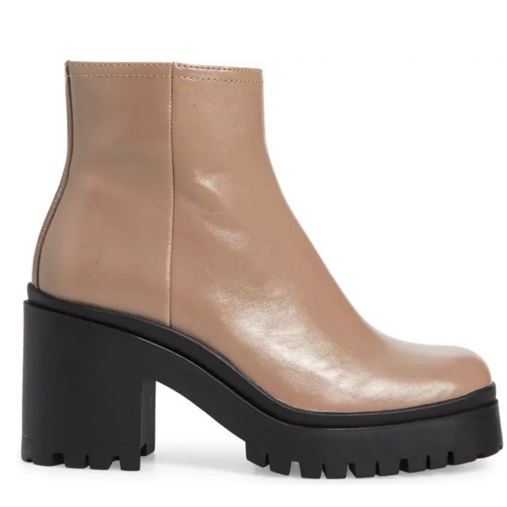 Jeffrey Campbell Tan Leather Lug Sole Ankle Booties